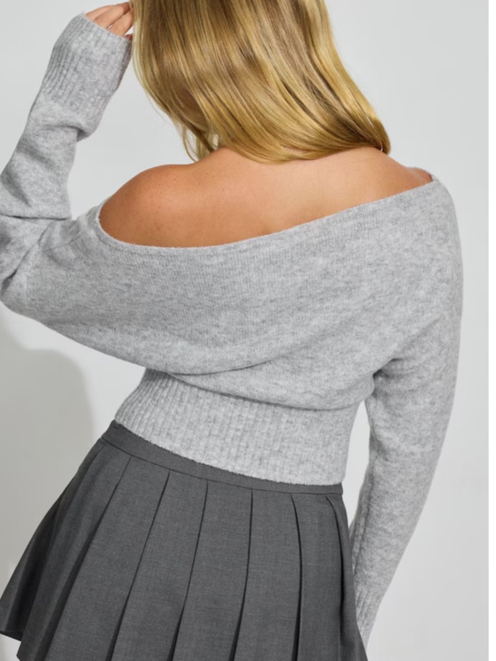 Garage Spongy Off The Shoulder Sweater in Gray Mix Medium $50 - Picture 4 of 7